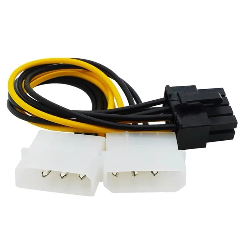 1 pz 8 pin maschio a doppio 4 pin maschio cavo di alimentazione della scheda video 8 pin PCI Express a doppio 4 pin Molex cavo di alimentazione della scheda grafica