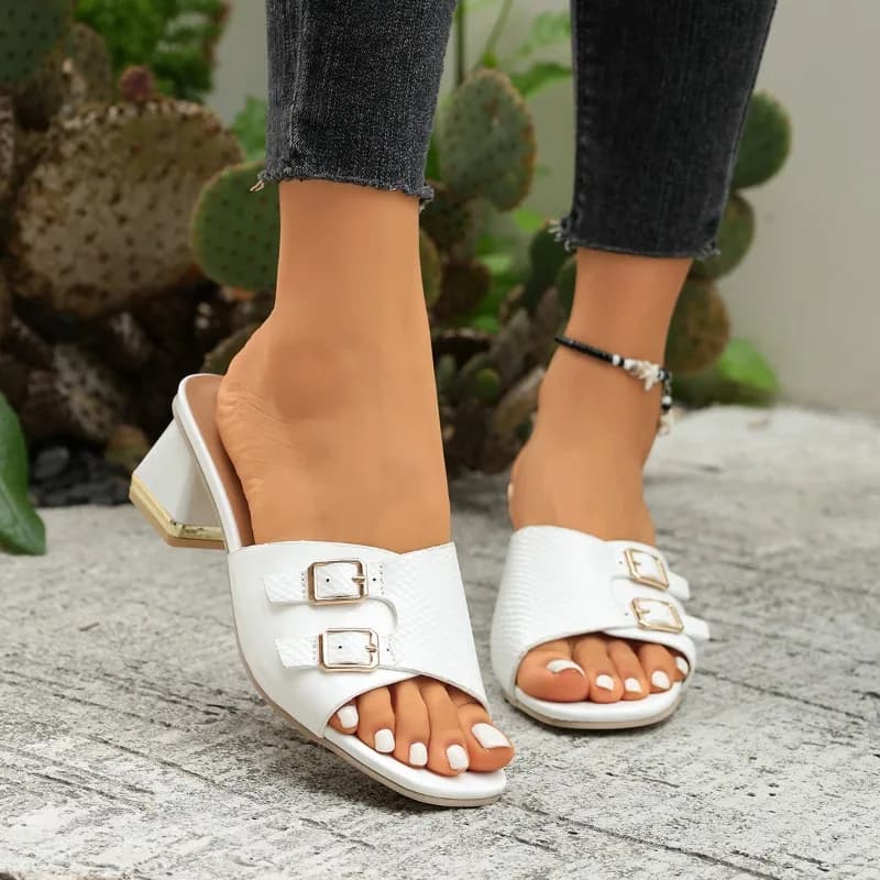 Nuovi Sandali Donna 2026 di Tendenza con Fibbia, Comodi, a Punta Quadrata, Open Toe, Mules Estivi Eleganti da Festa con Tacco Alto