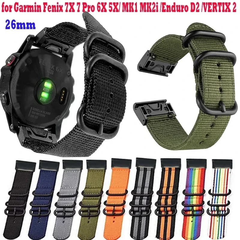 22 26mm Nylon QuickFit Watch Band Straps For Garmin Instinct 2X Solar Smart Wrist Bracelet Fenix 7 7X 6 6X 5 5X Watchband Correa