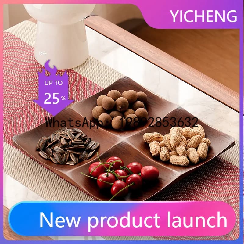 3d creative light luxury home divided dried fruit tray living room coffee table fruit melon seeds dessert candy solid wood tray