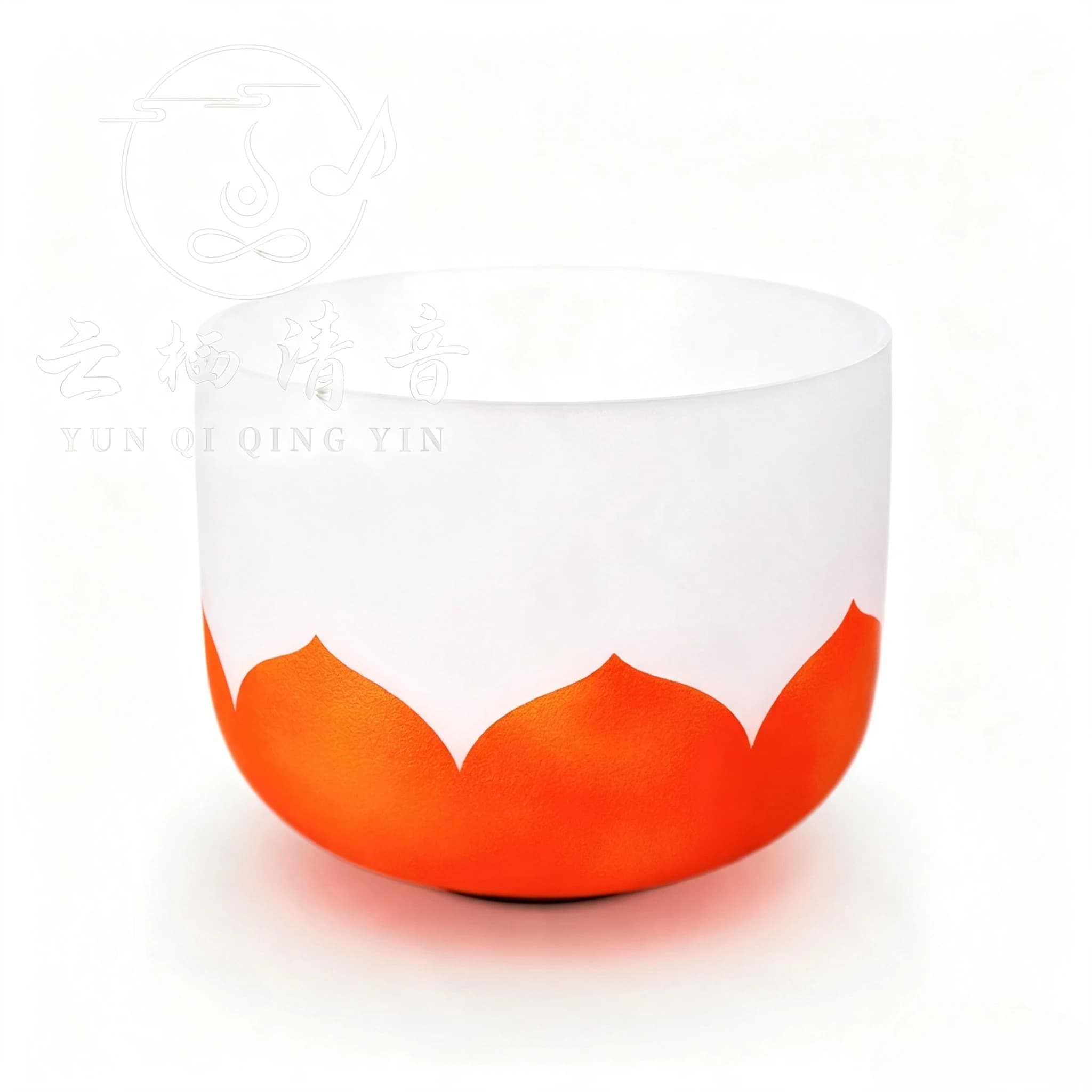 YUN QI QING YIN 11 Inch D Note Lotus Sacral Chakra Frosted Quartz Crystal Singing Bowl Yoga Meditation Sound Bath Healing Bowl