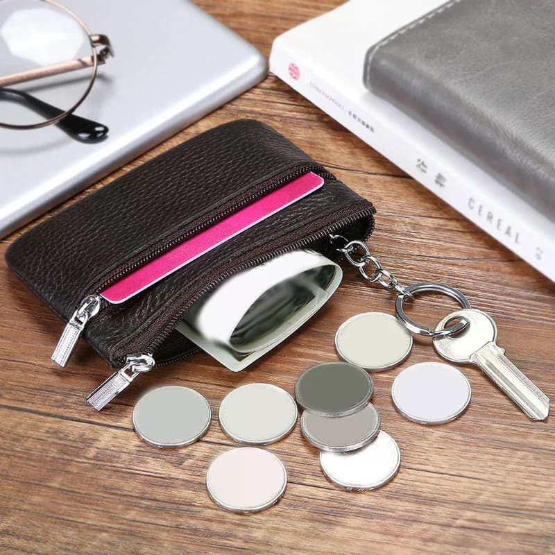 Leather 2 Zipper Coin Purse Wallet With Card Slots, Coin Organizer, Change Holder,Card Case, Leather Zipper Storage Bag For Men