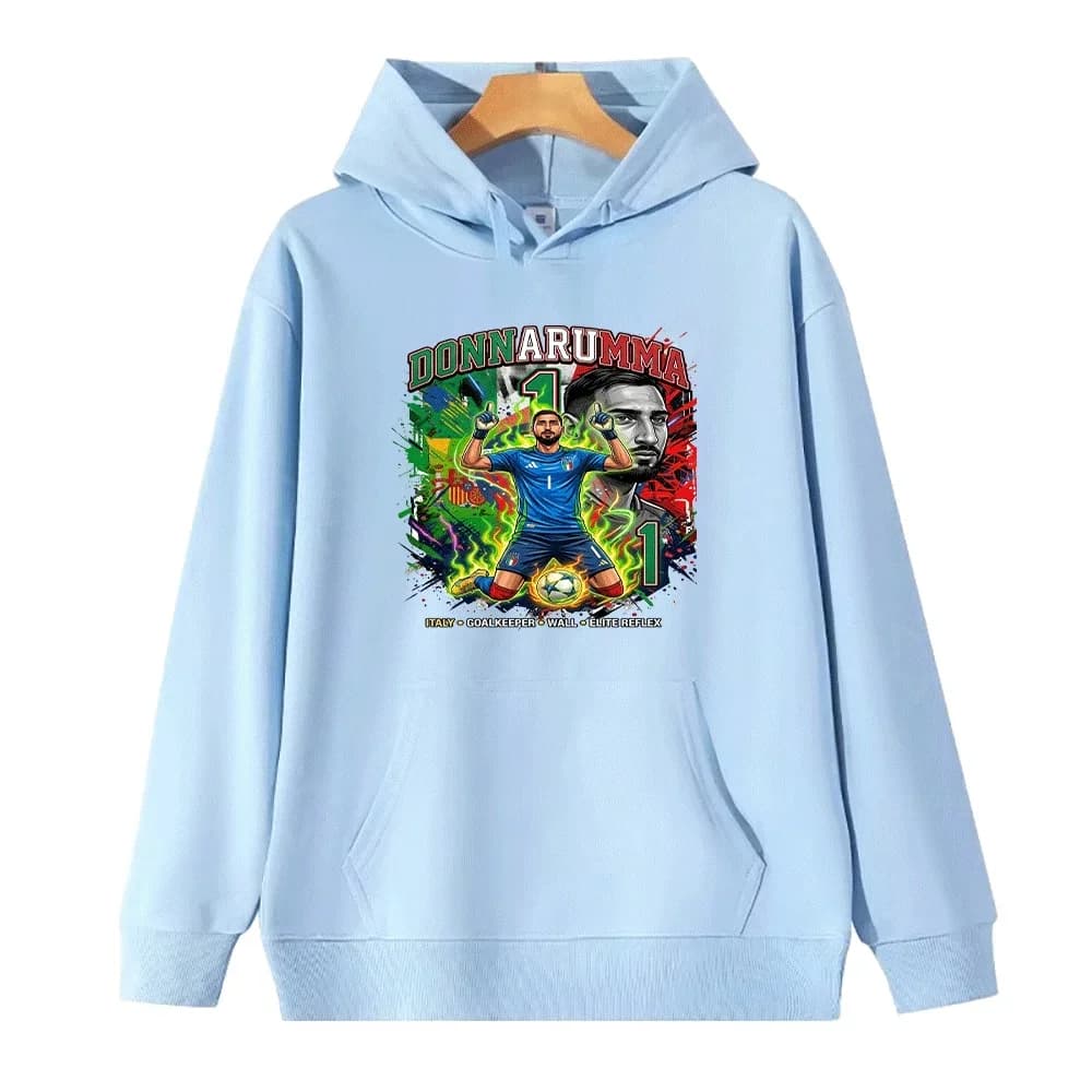 Felpa con Cappuccio Casual con Stampa del Portiere Italiano N.1 Donnarumma, Outfit Coordinato per Famiglia