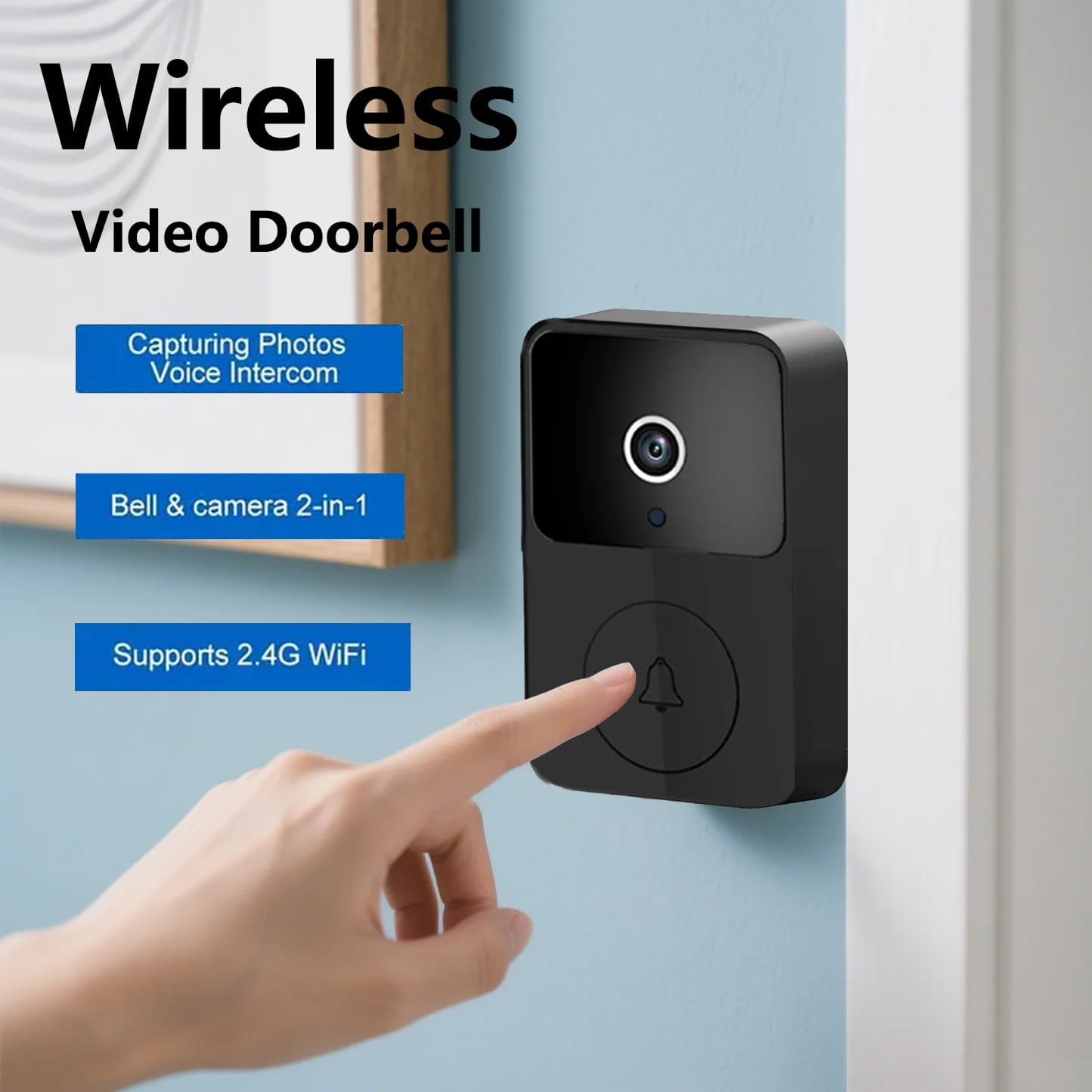 Campanello video wireless intelligente con archiviazione su cloud, visualizzabile tramite app mobile – campanello antifurto ideale per donne singole.