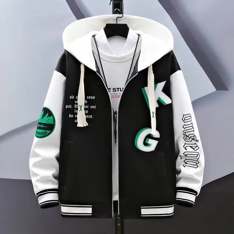 Men's Hooded Pockets Cargo Jacket Spring Autumn Sweatshirt Japanese Fashion Loose Coat Hooded Baseball Jersey Men's Clothing