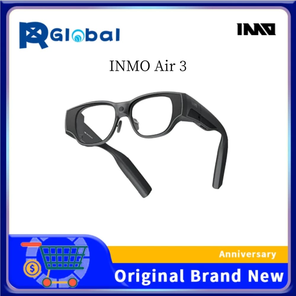 Occhiali AR Intelligenti INMO AIR3, Binoculari a Colori Completi 1080p con Guida d'Onda Luminosa, Schermo Gigante 120Hz, per Gaming HD e Visione di Film