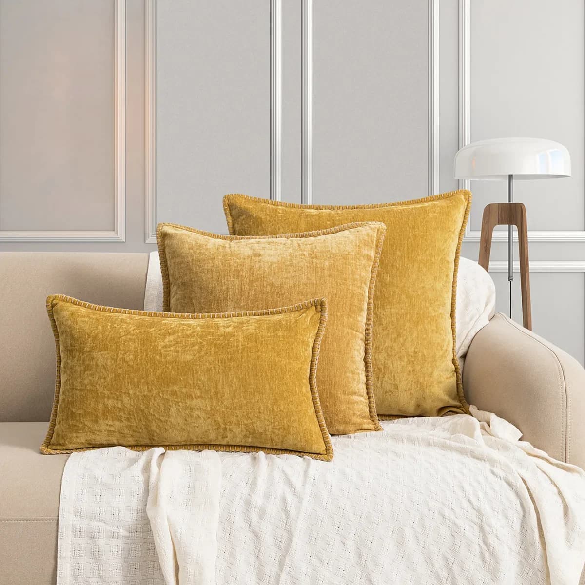 45x45 yellow chenille pillow lining 30x50cm pillow lining for decorative sofa luxury for living room decormuslimah