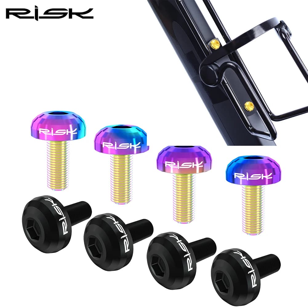2 pz rischio M5x12 bicicletta bottiglia d'acqua gabbia bulloni di fissaggio titanio-strada MTB bici supporto dell'acqua viti supporto pompa aria viti fisse