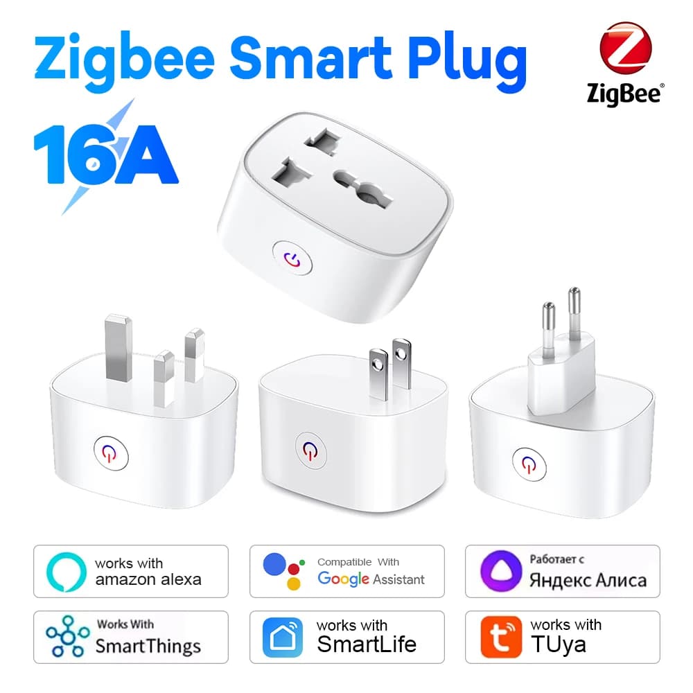 Zigbee Smart Plug 16A EU US UK Plug Energy Monitor Remote Control Timer Alexa Google Home for Electrical Sockets with Control