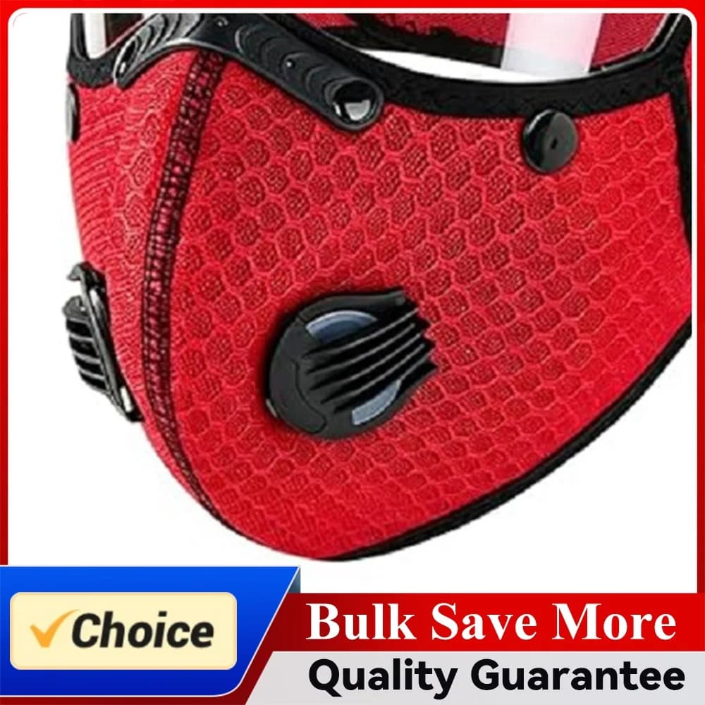 Protective Cycling Facemask with Adjustable Goggles & 10Pcs Filter Breathing Valve Riding Masks Dustproof for Woodworking