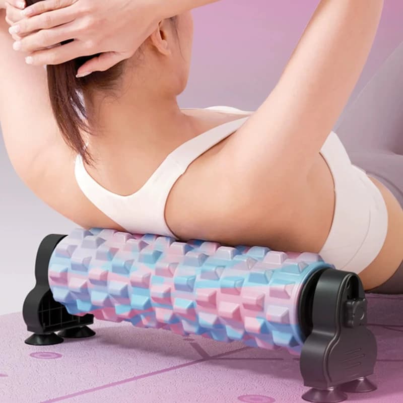 Rullo in schiuma con supporto, bastone per massaggio muscolare, rullo per punti trigger e tessuti profondi, per gambe, schiena, yoga, palestra, strumento per il rilassamento corporeo