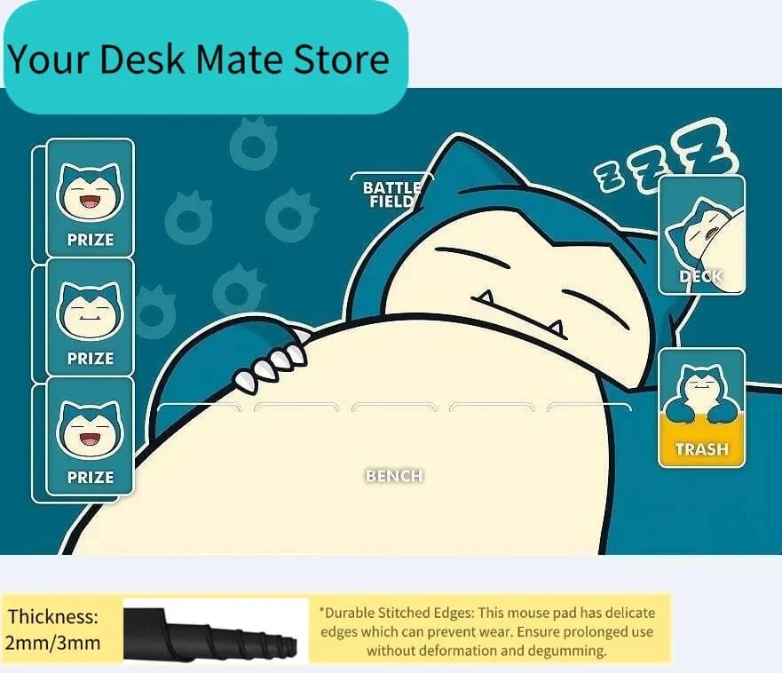 Simpatico Tappetino da Gioco Snorlax Dormiente con Zone, Tappetino da Scrivania per Collezionisti di Giochi TCG