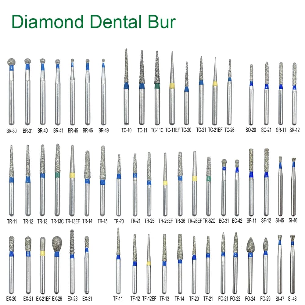 Trapani dentali FG Dia 1.6MM 5 pz/pacco Manipolo ad alta velocità Fresa diamantata Tutte le serie Sbiancamento dei denti Fornitura di materiali per odontoiatria
