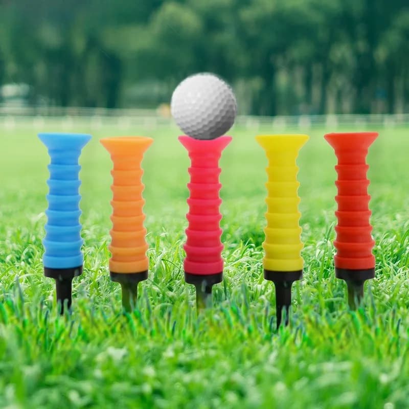 5pcs 83mm 360° Flexible Silicone Golf Elastic Tees，Low Friction Durable Golf Limited Seat Golf Supplies