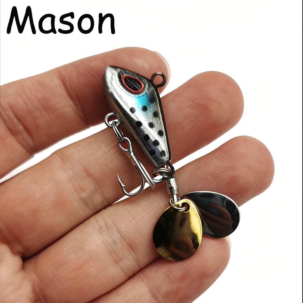1PC Doppio Rotante In Metallo VIB Vibrazione Esca Spinner Cucchiaio Esche Da Pesca 8-28g Maschere Alla Trota Pesca Invernale Esche Dure Affrontare Pesca