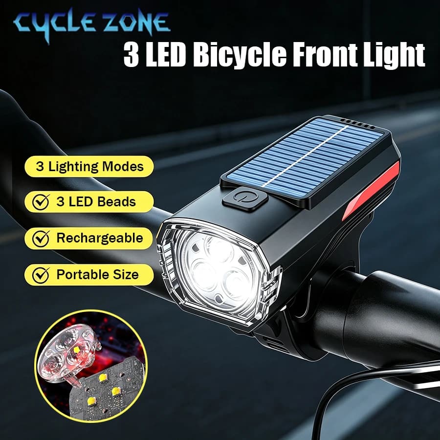 Bike LED Front Light 3 Lighting Modes Rechargeable Mountain Road Bicycle Headlight Lightweight Cycling Safety Lamp Accessories