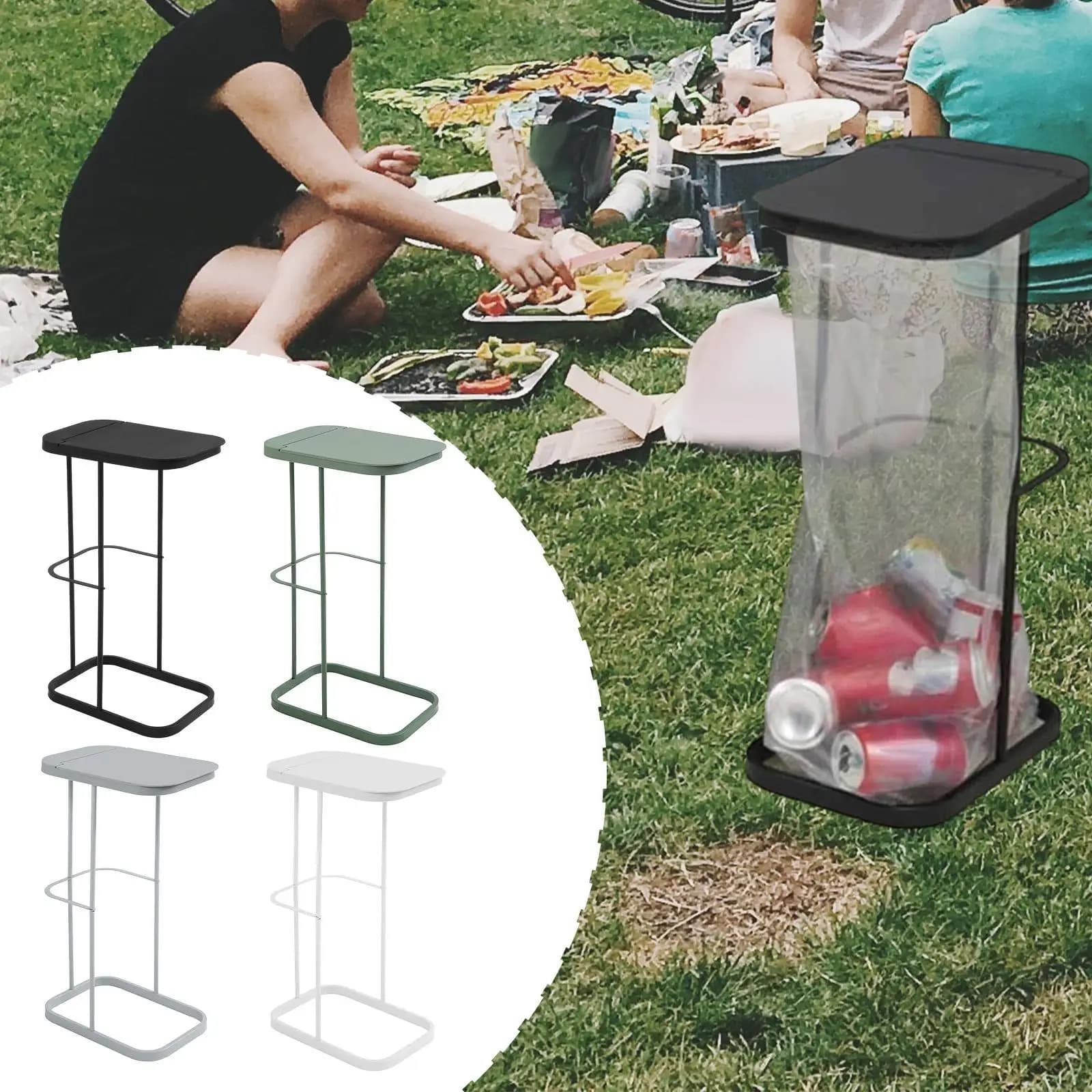 Porta Sacchetti della Spazzatura Portatile, Organizzatore Elegante per Sacchetti, Supporto per Bidone dei Rifiuti per Interni, Giardino, Picnic, Riciclaggio, Cucina