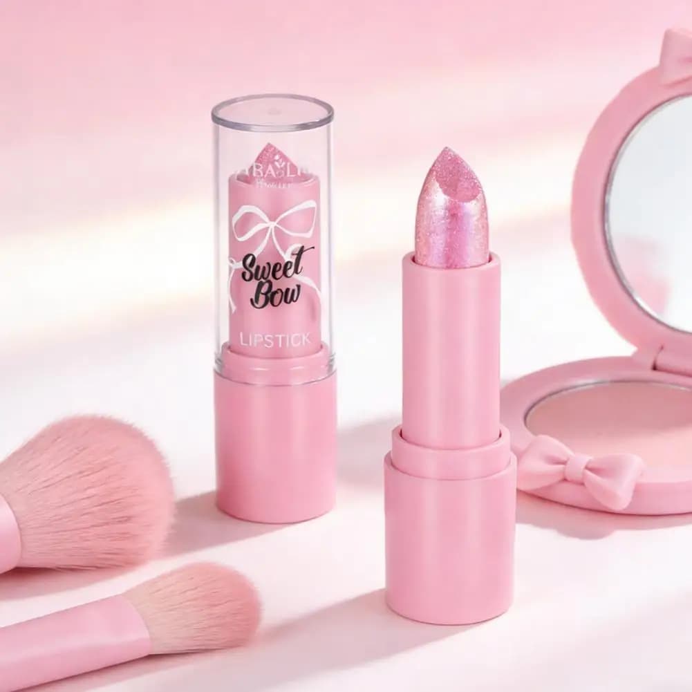 Rossetto metallizzato rosa glitterato, lucido, a copertura totale, a lunga durata, impermeabile, sexy, brillante, lucidalabbra, cosmetico per il trucco