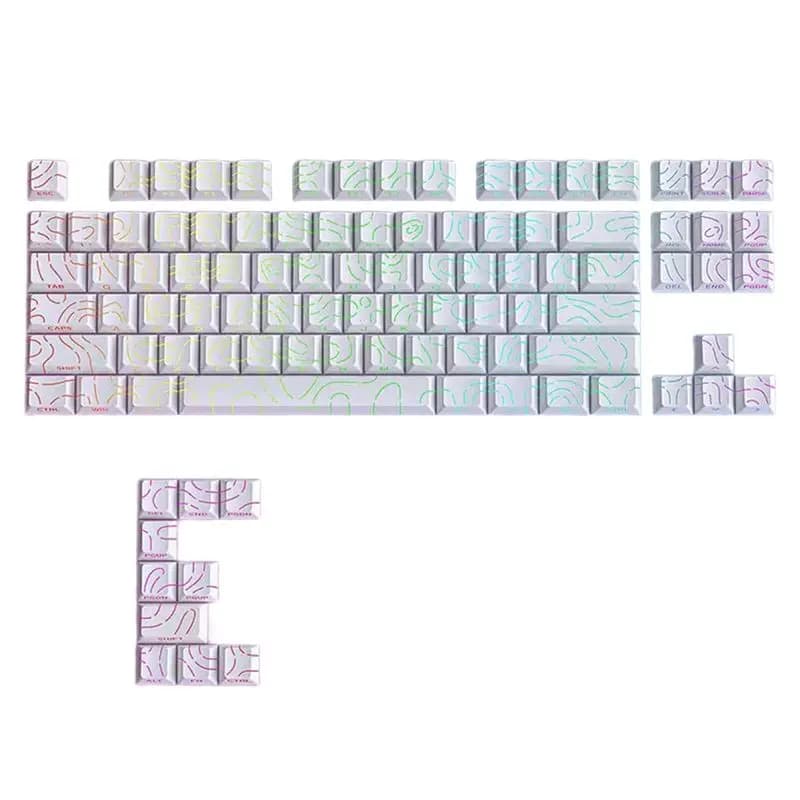 Contour Lines For MX Mechanical Keyboard Compatible 97 Keys PBT Double Shot Keycaps Backlit Translucent Cherry Profile-VVNB