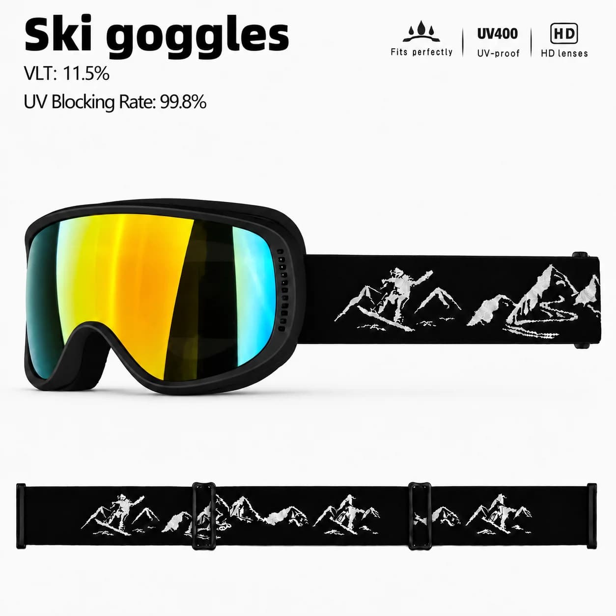 Double-Layer Anti-Fog Ski Goggles, Windproof & Impact Resistant, Suitable for Snowboarding & Alpine Skiing,