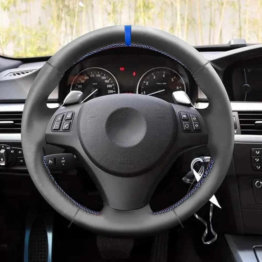 For BMW M Sport 1 3 series M3 E90 E92 E93 E81 E82 E87 X1 E84 steering wheel for car coating soft leather perforated black