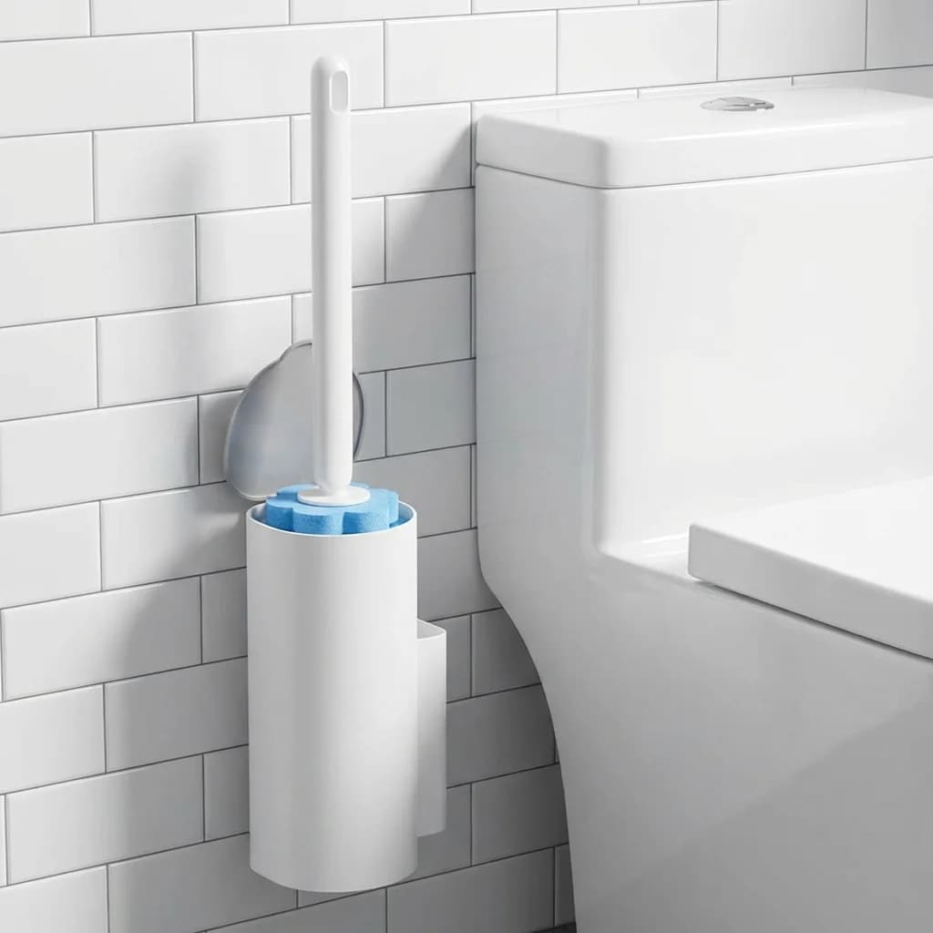 Spazzola per WC con Testine Usa e Getta e Supporto - Kit Igienico per Pulizia Profonda del Bagno, Strumento Facile da Usare per la Pulizia del WC