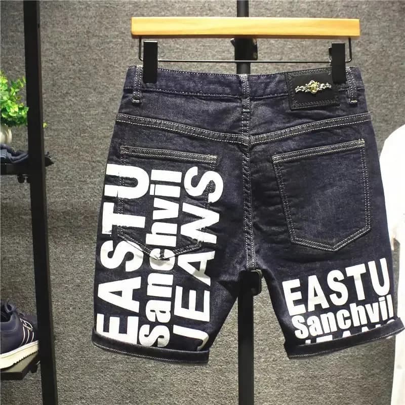 Estate 2023 nuova lettera coreana stampata moda di lusso Slim Jeans Classic Cowboy Men Casual Blue Boyfriend Street Classic Shorts