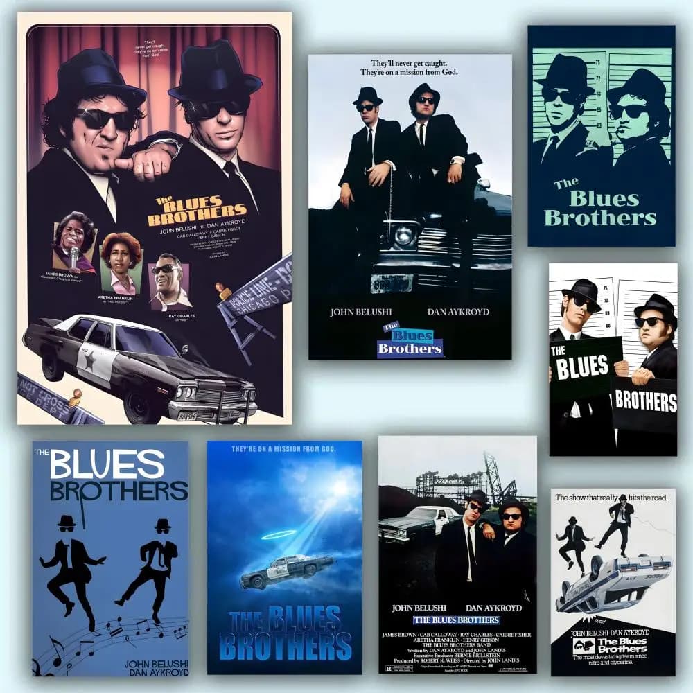 Poster Aesthetic HD PVC Wall Art - Waterproof Wear Resistant For Home Hotel Bar 1980s Classic Retro Movie The Blues Brothers