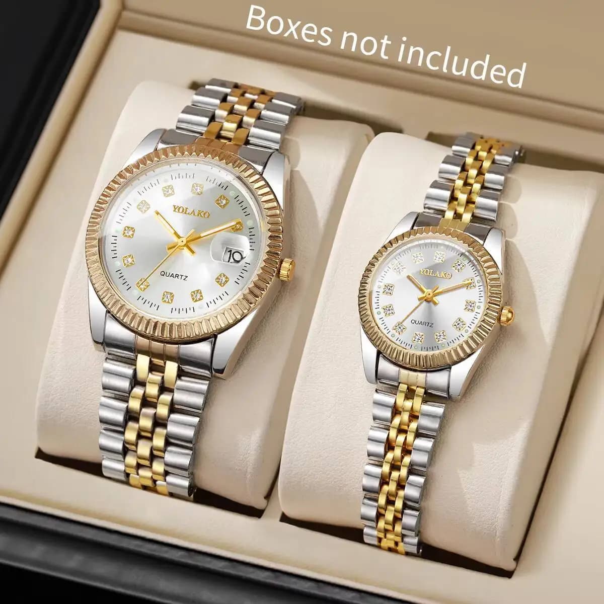 2 pz/set coppia orologi di lusso da uomo d'affari orologio da donna calendario orologio da polso al quarzo Reloj Hombre Mujer (senza scatola)