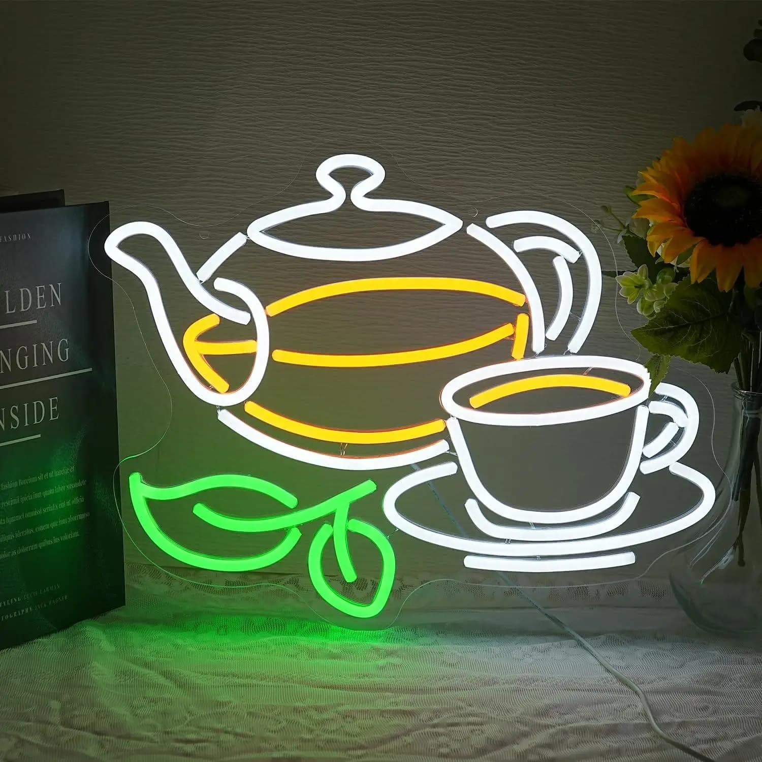 Insegna al Neon a LED Dimmerabile USB per Negozi di Tè, Caffetterie, Centri Commerciali, Cucine, Decorazione per Piante di Tè, Decorazione Murale