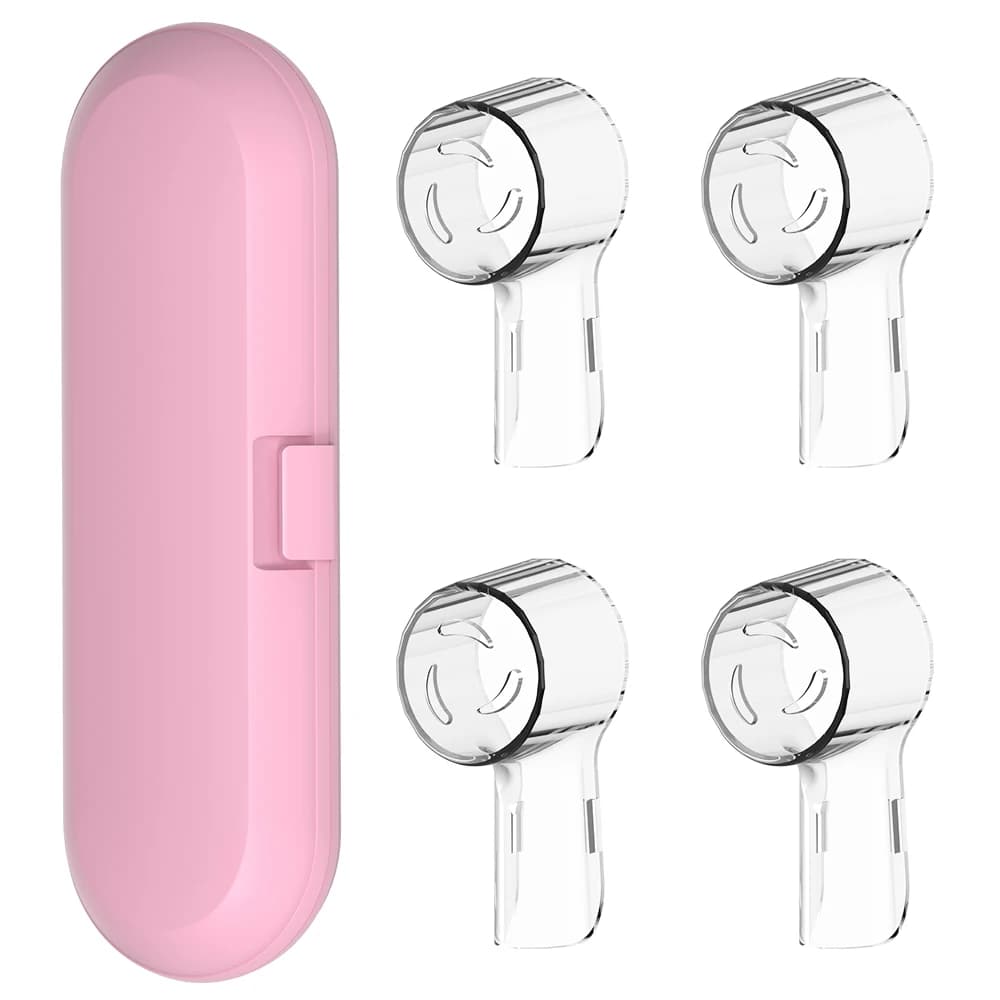Reusable travel box for toothbrush and dust head cover, compatible with Oral B and iO electric brushes
