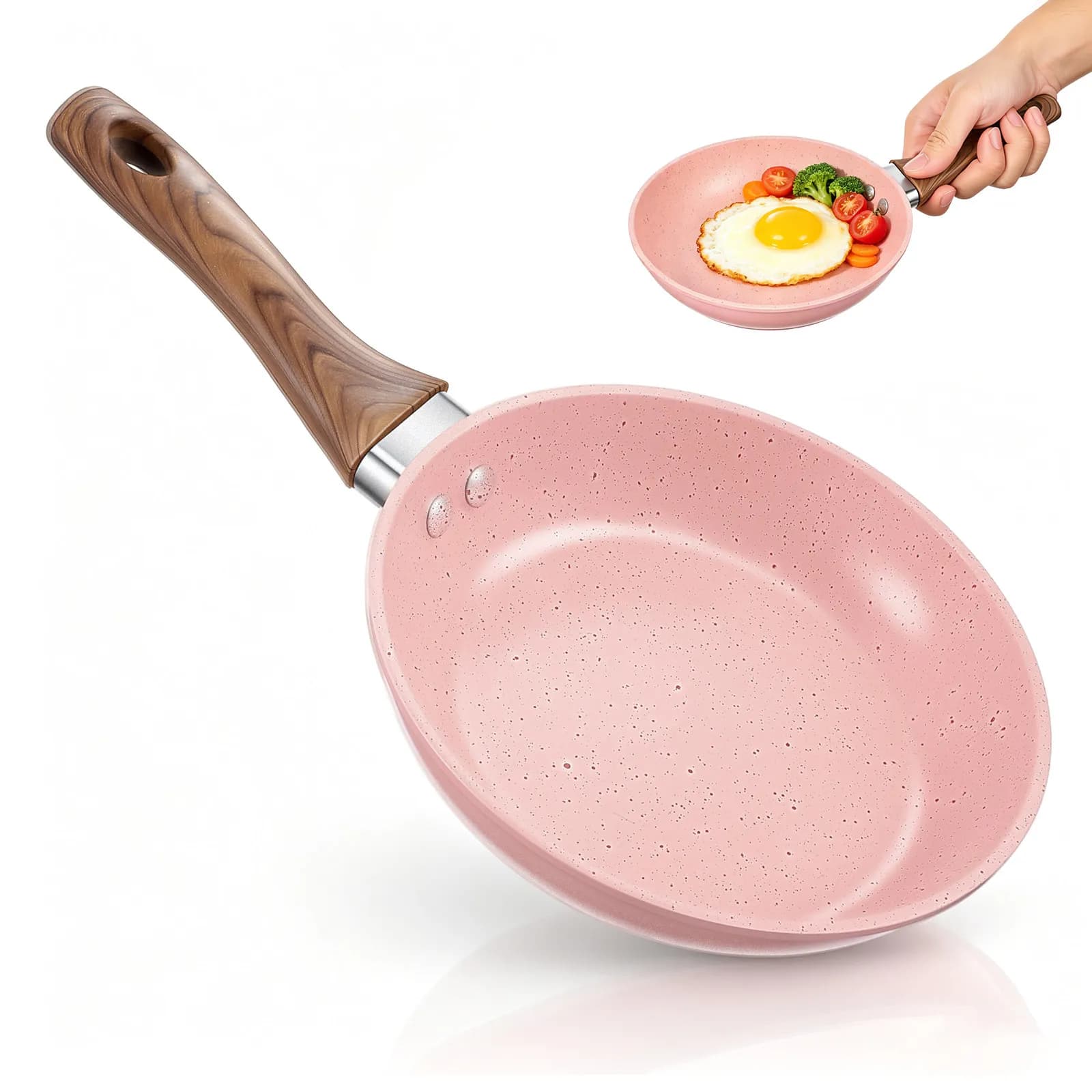 Nonstick Mini Frying Pan 8 Inch Small Aluminum Skillet For Eggs Bacon Pancakes Stay Cool Handle Ceramic Coating Induction