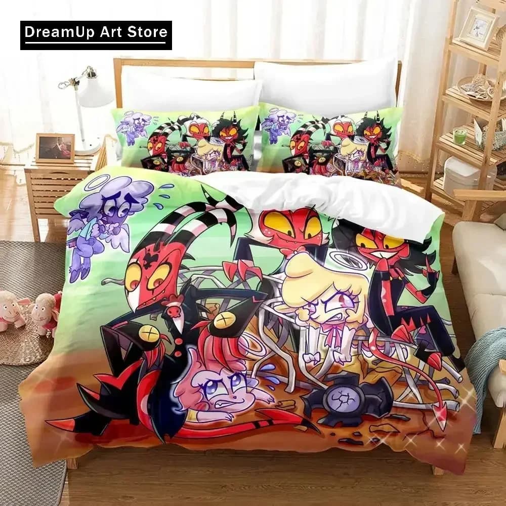 3D Print Hazbin Hotel Fashion Moxxie Boss Bedding Set Boys Girls Twin Queen Full Size Duvet Cover Pillowcase Bed Adult Bedroom