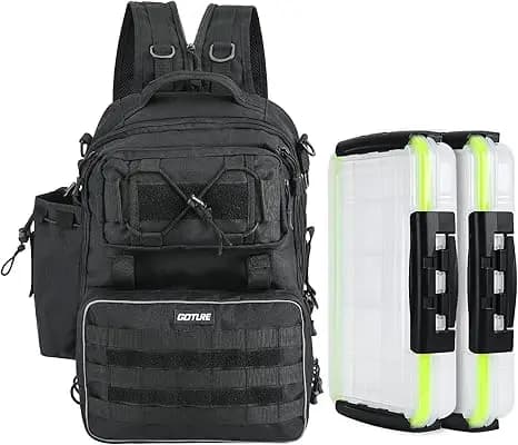 Fishing backpack Goture 2×3600 Box for equipment and support system 3 barrels Waterproof bag for fresh water outdoor