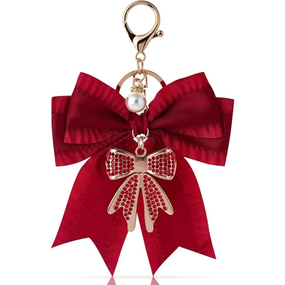 Portachiavi alla Moda con Strass e Perle, Charm Fai-da-Te per Borse, Zaini e Borsette