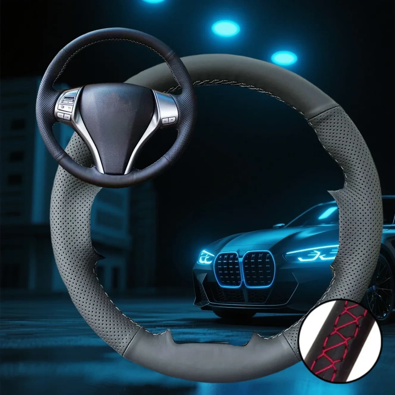 Copertura intrecciata per volante auto personalizzata per Nissan Teana Altima 2013 2014-2016 Accessori auto Avvolgimento sterzo cucito a mano
