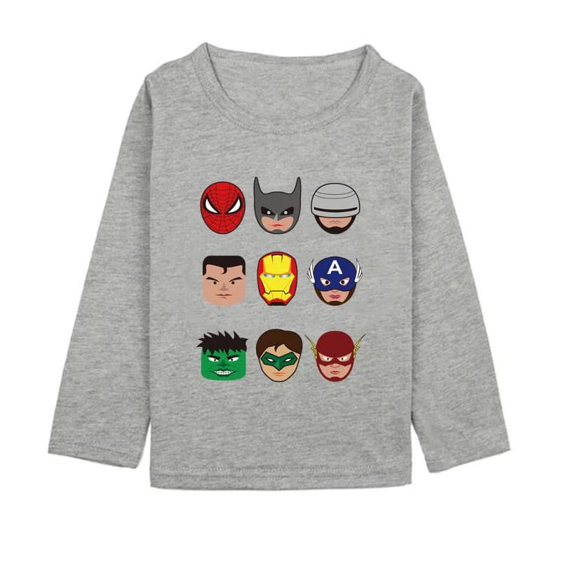 Maglietta a maniche lunghe per ragazzi grandi Cartoon Capitan America Bambini Top Tees Camicie per 2-11 anni Vengers Abbigliamento per ragazzi adolescenti