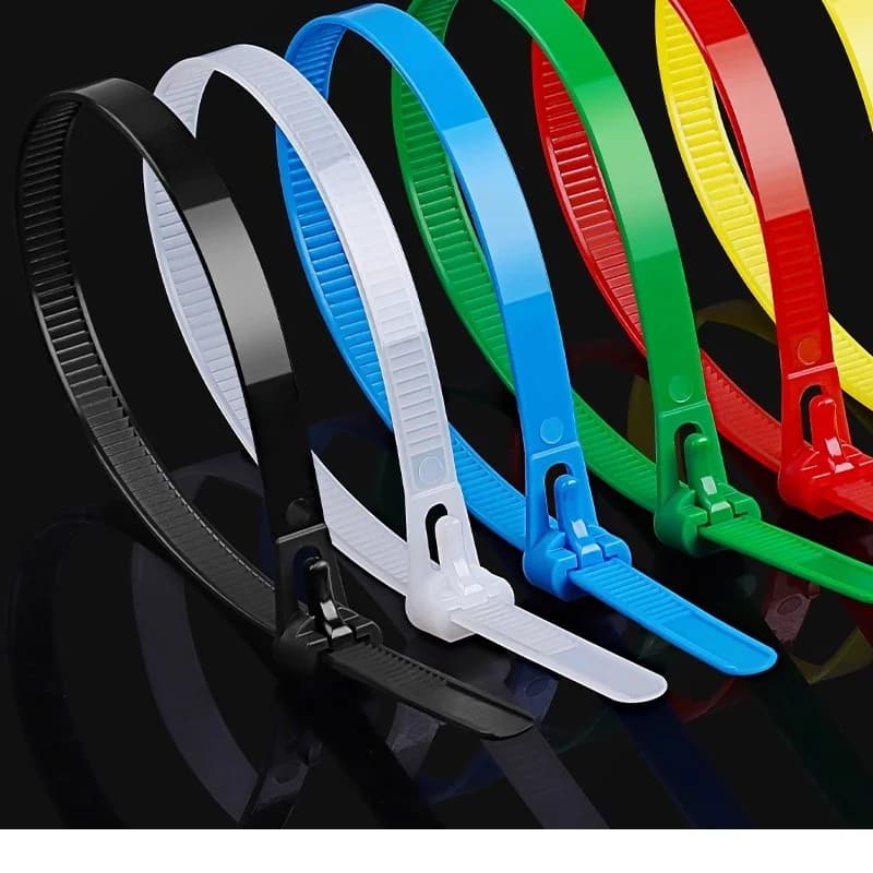 Verde Nero Bianco Rosso Blu100 pezzi Fascetta per cavi in nylon rilasciabile e riutilizzabile Fascetta per cavi con fibbia in plastica Lunghezza 150/200/250/300/400/450mm