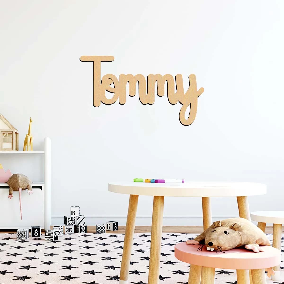 Custom wooden plate, removable wooden tag, custom identification of the room with colored graffiti, suitable