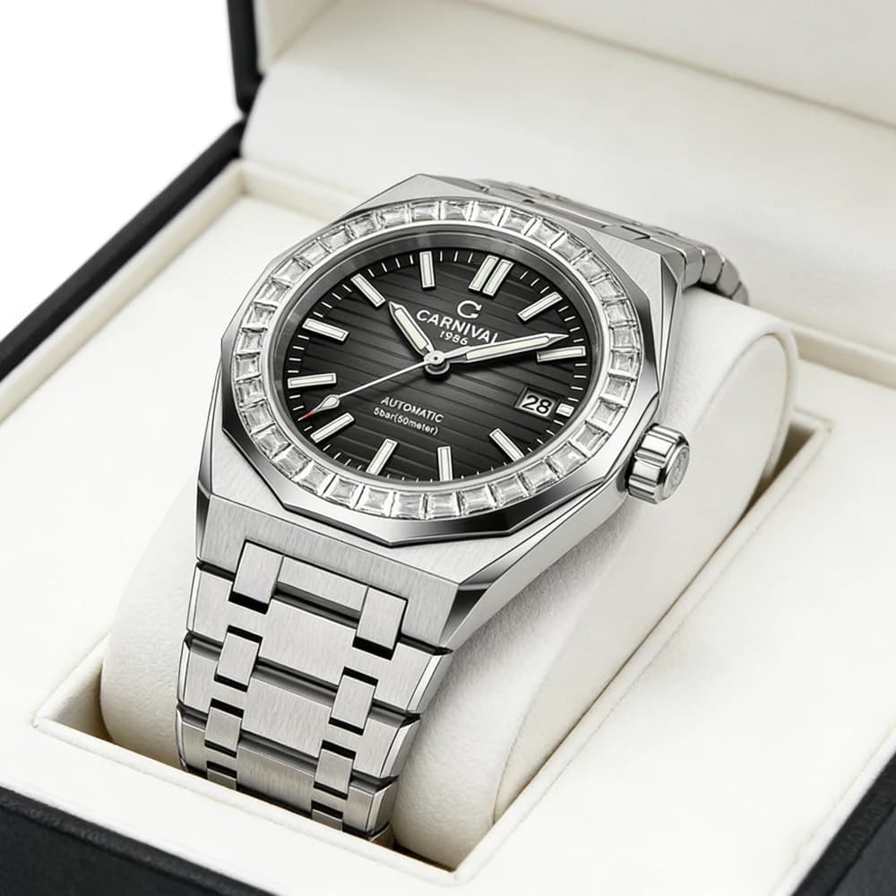 Carnival Brand Luxury Imported Movement Mechanical Watch Men High End Stainless Steel 50M Waterproof Sapphire Automatic Watches