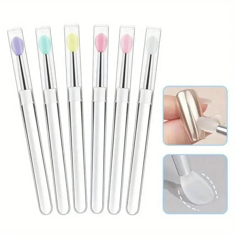 Silicone Lip Brush with Cover Dustproof Lipstick Applicator Glitter Eyeshadow Brush 2 in 1 Portable Multi Purpose Tool for Work