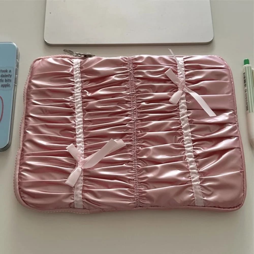 Custodia per Computer Portatile Plissettata, Borsa Impermeabile con Fiocco, Leggera in Materiale Morbido, per Ufficio