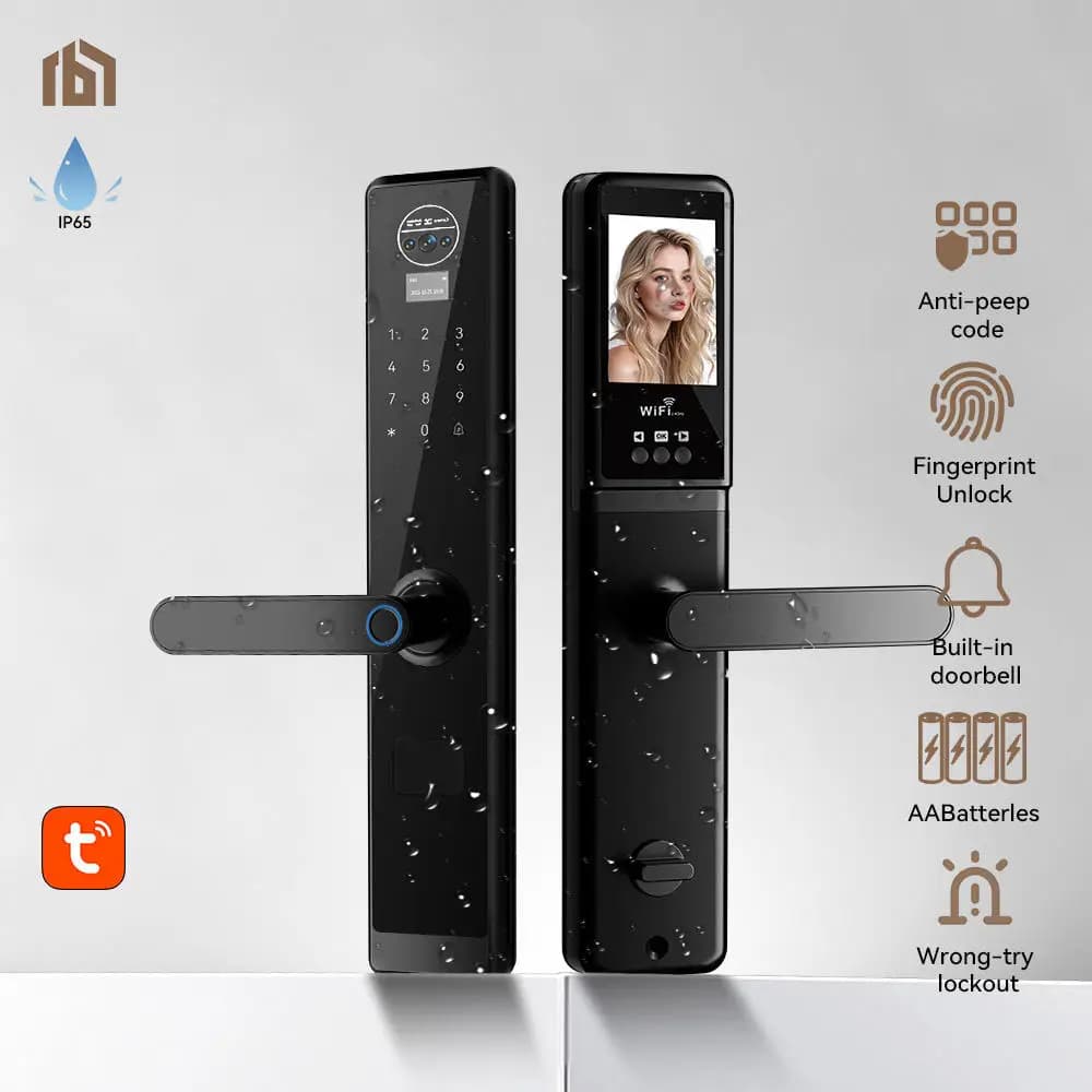 Videocitofono da Esterno Cateye con WiFi Tuya, Batteria al Litio Ricaricabile, Accesso con Password Fittizia, Scheda RFID e Impronta Digitale, Serratura Intelligente per Porta
