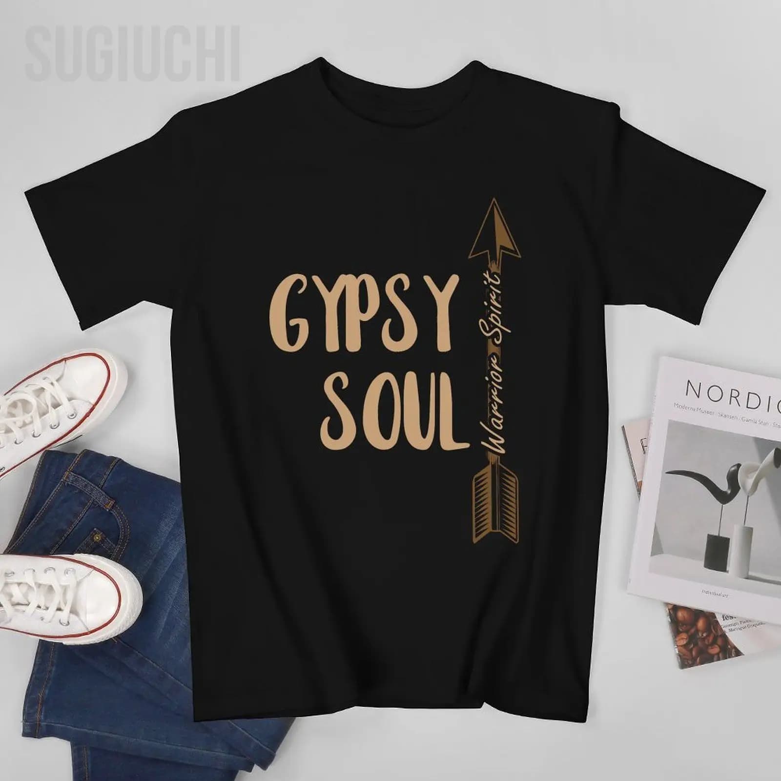 Unisex Uomo Gypsy Soul Warrior Spirit Arrow Wild Heart Divertenti Regali Hippie Tshirt Tees T-shirt Donna Ragazzi 100% cotone T-shirt