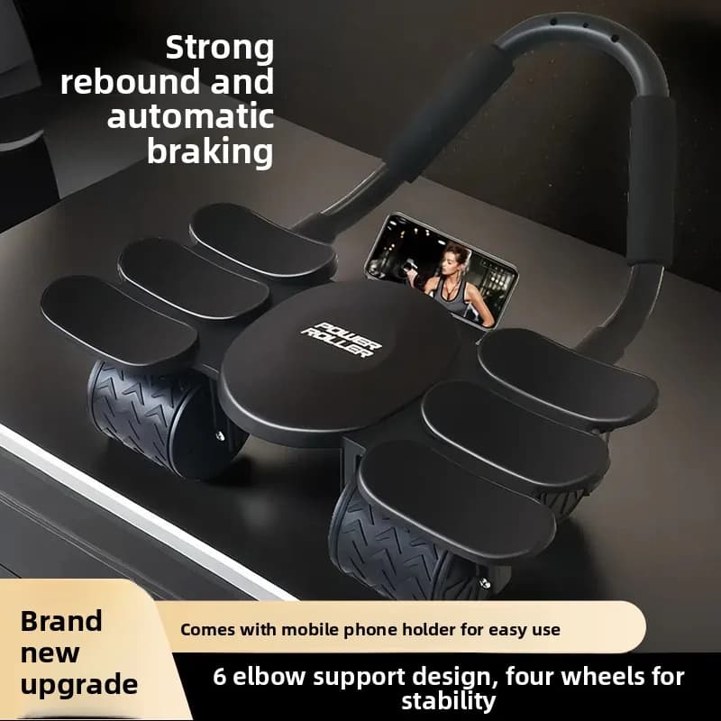 Four Wheel Six Elbow Ab Roller with Automatic Rebound Abdominal Muscle Training, Home Use Abdominal Muscle Exercise Equipment