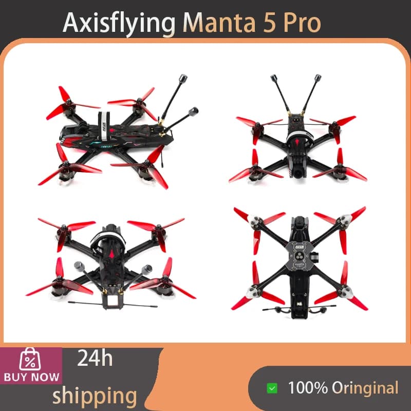 Axisflying Manta 5 Pro Drone FPV da 5 Pollici con DJI O4 Pro VTX e GPS, Sistema di Alimentazione DC, Telaio X Quadrato per Volo Cinematografico Freestyle