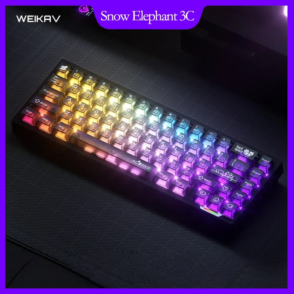 WEIKAV lucky65 V3 Tastiera meccanica Wireless in lega di alluminio RGB Tri-mode Tastiera da gioco Bluetooth Guarnizione CNC A sgancio rapido