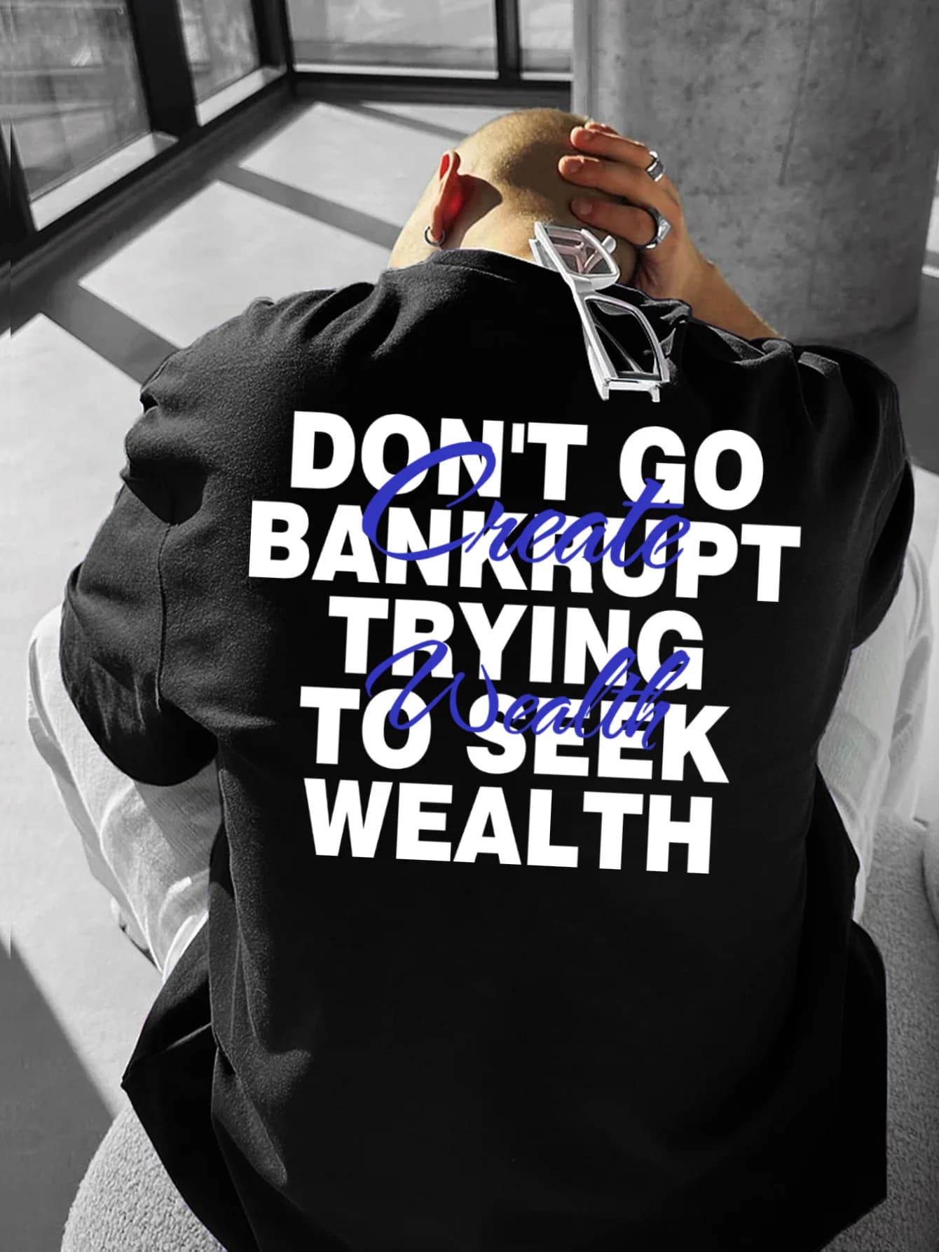 T-shirt stampata da uomo, nuova moda estiva, con stampa motivazionale "Create Wealth", lavabile in lavatrice, taglie S-XXL
