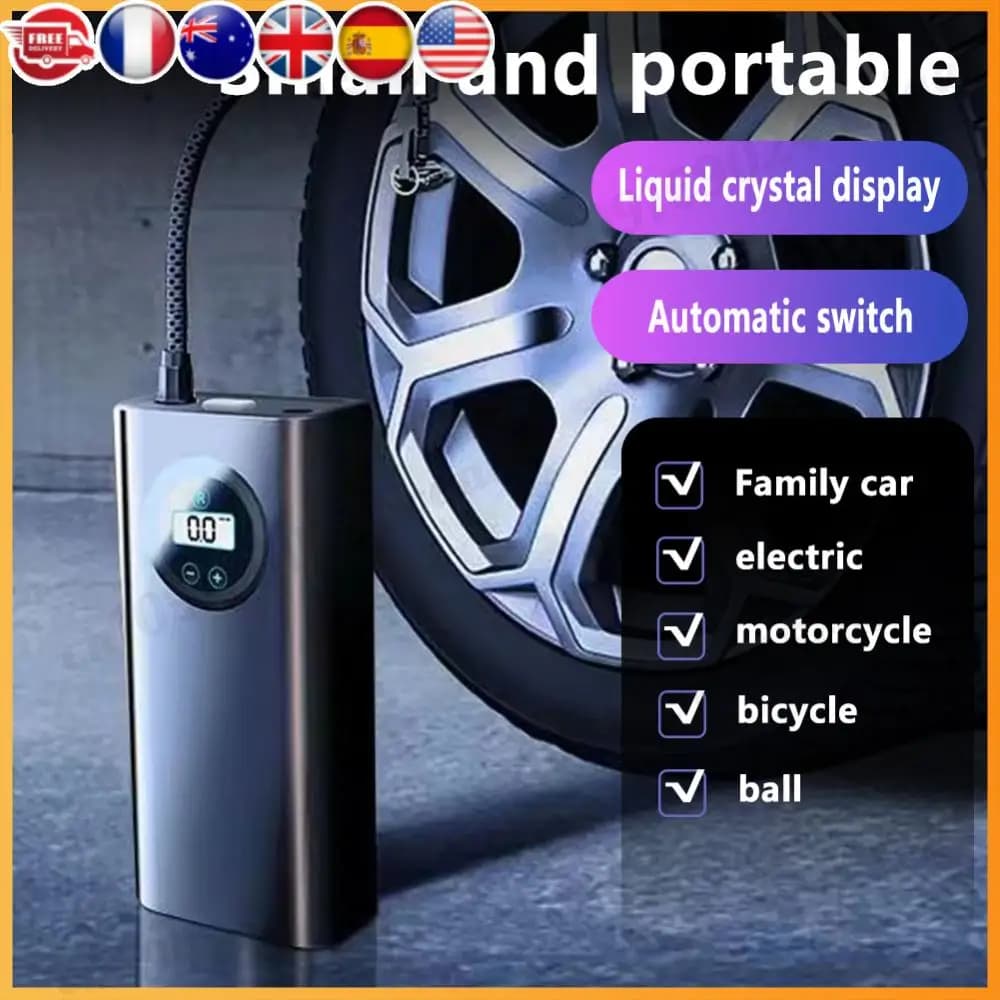 Gonfiatore per pneumatici per auto Display LCD ricaricabile Gonfiatore per pneumatici con manometro digitale Piccola pompa d'aria per palla per bici da moto per auto