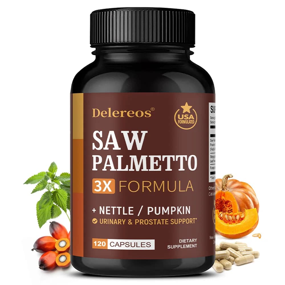 Prostate Health Supplement with Saw Palmetto to Favor Urinary Tract Function - 500mg for Porction, DHT Blocker, Hair Vitamin, Vegan